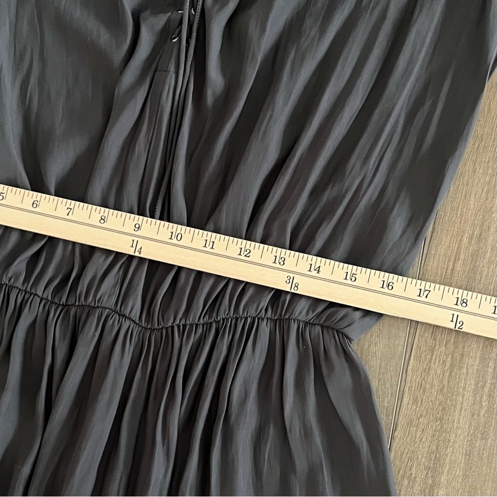Ramy Brook Allie Tie-Front Lace Up Satin Dress Gunmetal Black Medium Boho Chic - Picture 12 of 12